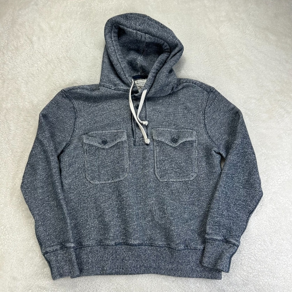J. Crew Henley Hoodie Womens Small Gray Flap Pocket Pullover Long Sleeve